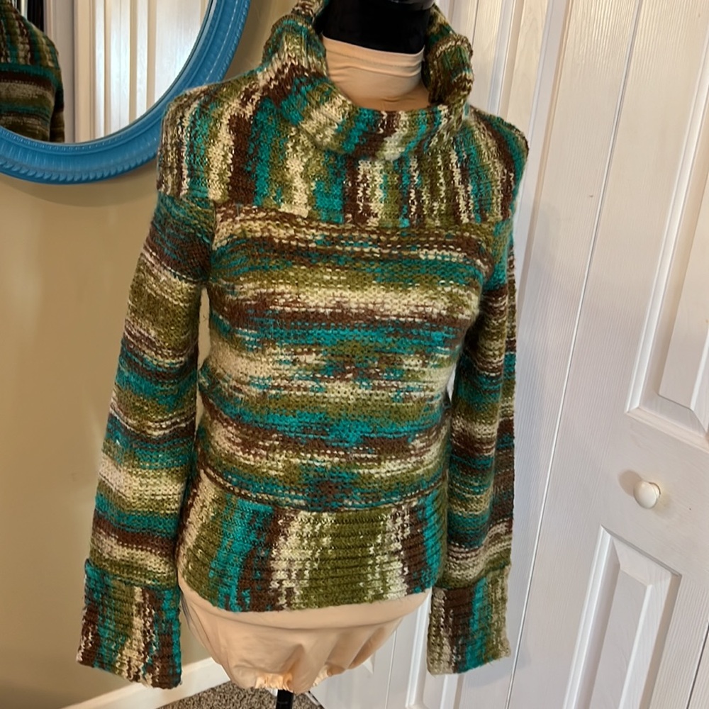 Vintage 90s Diesel Cowl Neck Knit Green Sweater Top - Picture 6 of 9
